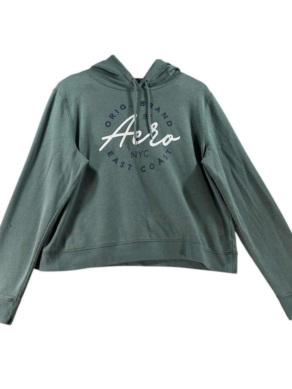 Aeropostale Green Cropped Graphic Hoodie Size XL